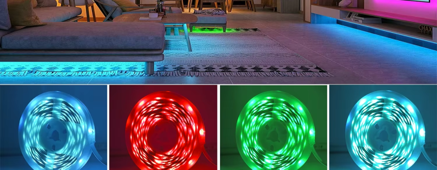 شريط LED RGB ذكي متعدد الألوان لإضاءة الغرف مع تحكم عبر التطبيق